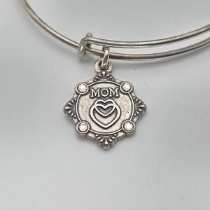 ALEX & ANI "Because I Love You" Mom Bracelet‎ Charm Silver Tone 7.5" Made In USA